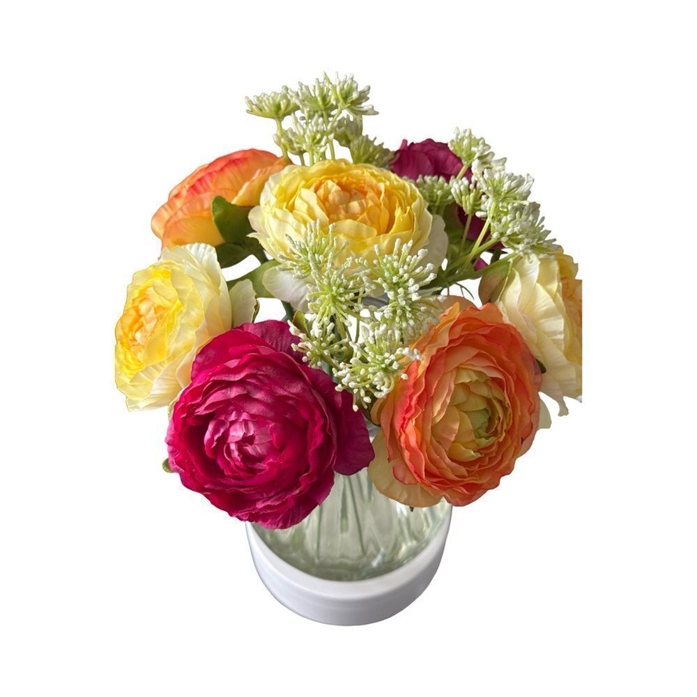 Peony Floral Arrangement with Yellow and Pink Accents
